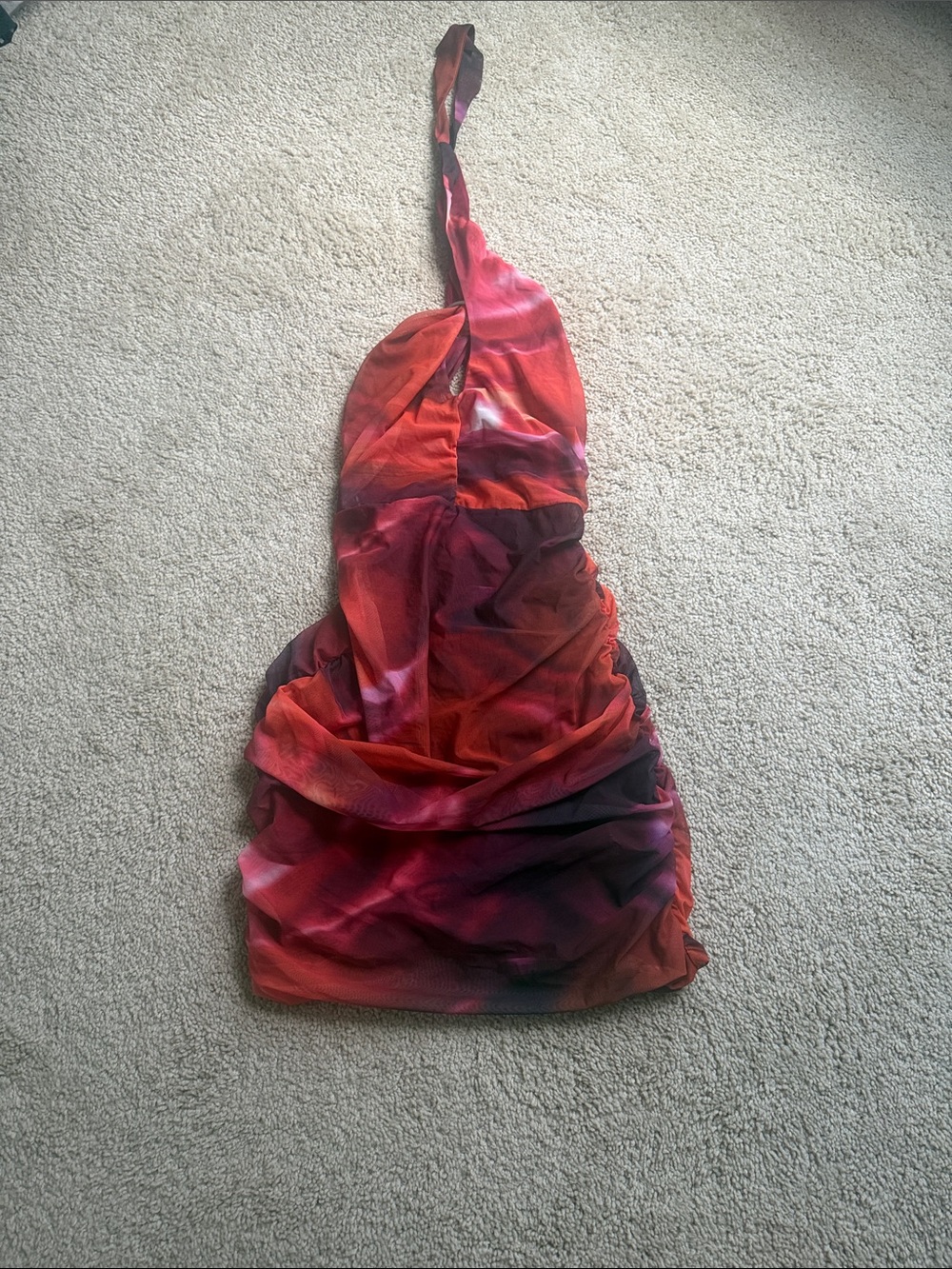 Oh Polly Red & Pink Halter Mini Dress